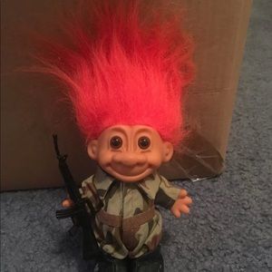 Vintage Army Soldier Troll Doll